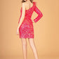 Elizabeth K - GS3092 - Sequin Asymmetric Neckline Cocktail Dress - Short