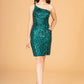 Elizabeth K - GS3093 - Sequin Straight Across Neck Cocktail Dress - Short