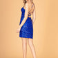 Elizabeth K - GS3093 - Sequin Straight Across Neck Cocktail Dress - Short