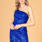 Elizabeth K - GS3093 - Sequin Straight Across Neck Cocktail Dress - Short