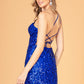 Elizabeth K - GS3093 - Sequin Straight Across Neck Cocktail Dress - Short