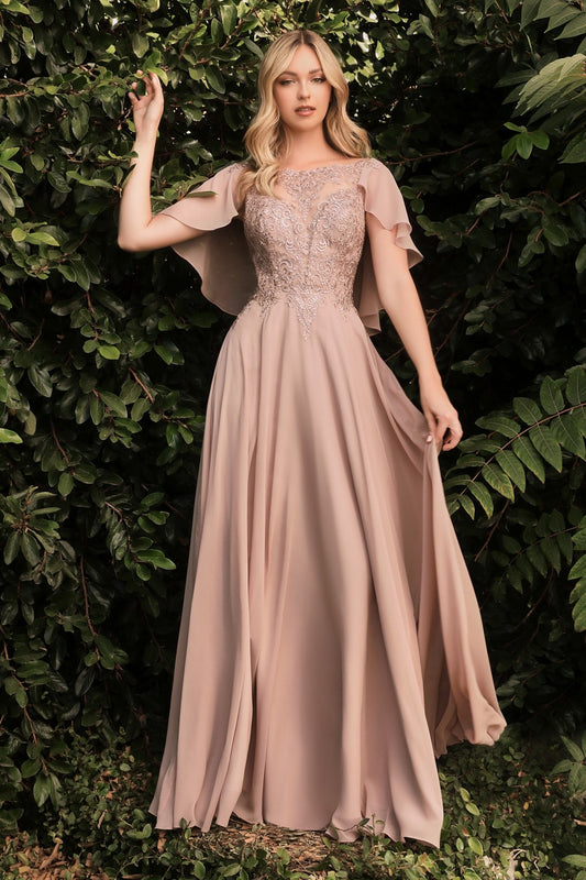 A-LINE CHIFFON GOWN by Cinderella Divine HT101 - Special Occasion