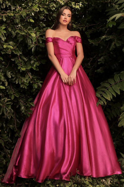 ORGANZA OFF THE SHOULDER BALL GOWN by Cinderella Divine J822 - Special Occasion/Curves