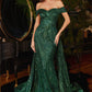 Off The Shoulder Puff Sleeve with Over Skirt Gown By Ladivine J836 - Women Evening Formal Gown - Special Occasion/Curves