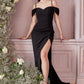 Crepe Off The Shoulder Wrap Dress by Cinderella Divine - KV1057 - Special Occasion