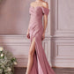 Crepe Off The Shoulder Wrap Dress by Cinderella Divine - KV1057 - Special Occasion