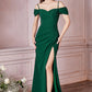 Crepe Off The Shoulder Wrap Dress by Cinderella Divine - KV1057 - Special Occasion