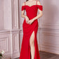 Crepe Off The Shoulder Wrap Dress by Cinderella Divine - KV1057 - Special Occasion