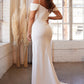 CREPE OFF THE SHOULDER BRIDAL DRESS by Cinderella Divine - KV1057W