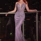 Glitter Floral Print Mermaid Gown by Cinderella Divine - OC007 - Special Occasion
