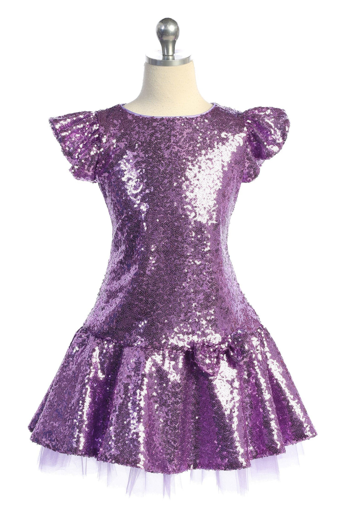 Sequin Ruffle Sleeve Tutu Girl Party Dress by AS530 Kids Dream - Girl Formal Dresses